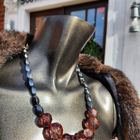 ✨️Faceted Purplish-Wine Glass and Hematite Beaded Necklace - Handcrafted - Picture 7 of 10